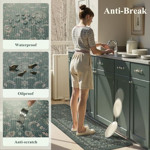 KIMODE Kitchen Mats for Floor Cushioned Anti Fatigue,Kitchen Rugs Sets of 2
