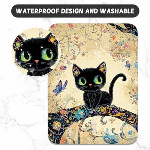 Small Mouse Pad, Mini Mouse Pad 6 x 8 Inch, Thick Rubber Waterproof Mouse Mat, Cute Mousepad for Women Men Wireless Mouse Laptops Home Office, Cat on Branch