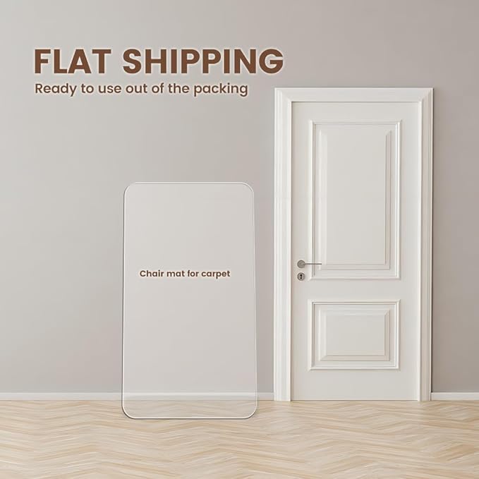 Office Chair Mat for Carpet and Hardwood Floor, 48"x40" Heavy Duty (0.14" Thick) Flat Shipping, Computer Desk Chair Mat