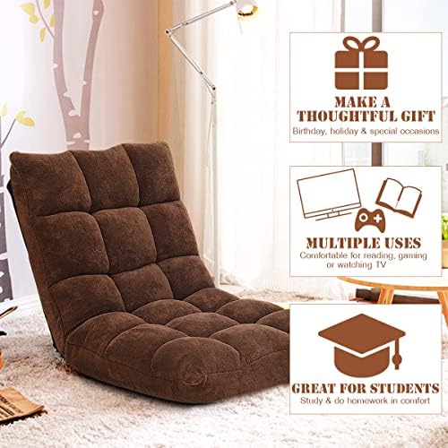 GIANTEX Floor Chairs for Adults, Floor Gaming Chair w/Back Support (Coffee)