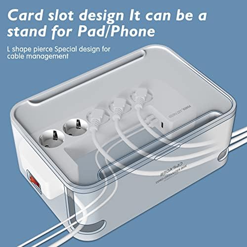 Power Strips with Cable Management Box, Surge Protector, White
