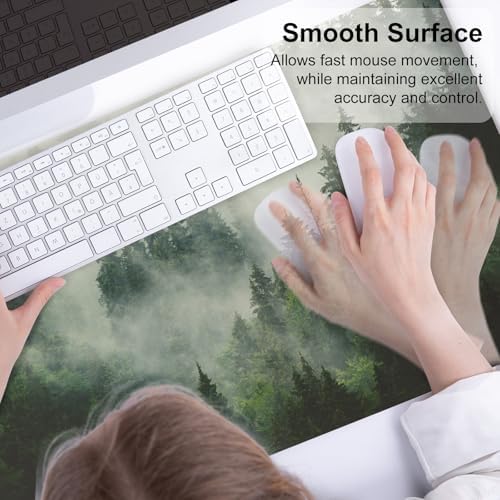 QIYI PU Leather Large Mouse Pad, Waterproof Desk Mat, 31.5" x 15.7", Forest