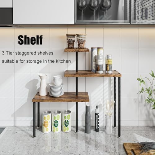 3 Tier Adjustable Countertop Organizer Corner Shelf