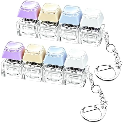 2 PCS Keyboard Fidget Toy, Double Layer Keycap Keyboard Fidget Keychain 4-in-1 Keyboard Decompression Button Finger Clicker Toys , Portable Tactile Button Sensory Toys Stress Relief Gifts（Four Colors）
