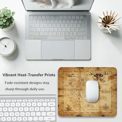 Old Island Treasure Map Mouse Pad, Grungy Pirates Gold Secret Desk Mat