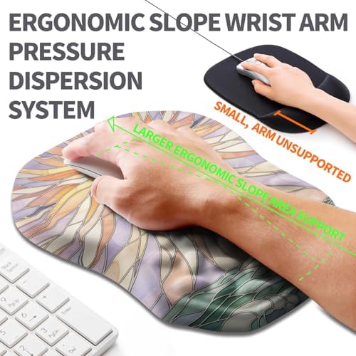 Ergonomic Slope Mouse Pad Wrist Support, Wrist Rest Mousepad for Carpal Tunnel Pain Relief with Massage Bulge and Slow Rebound Memory Foam (12x8 inch, Sun God)