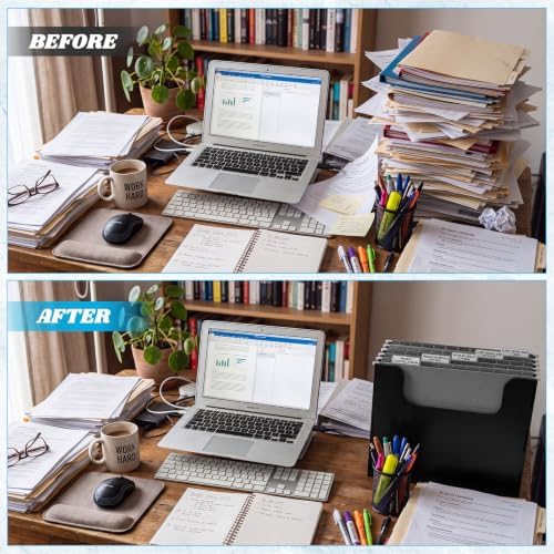 Qeeenar 2 Pcs Hanging File Box with 10 Pcs Gray Hanging File Folders