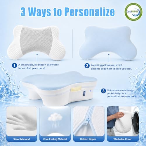 Side Sleeper Pillow with Arm Hole, Ergonomic Pillow, 1 Extra Pillowcase