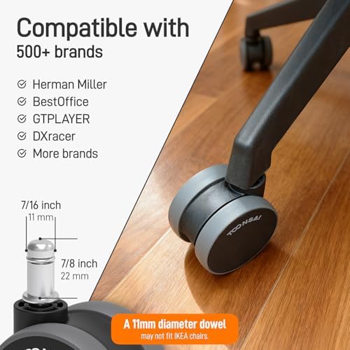 2.5 Inch Office Desk Chair Wheels Replacement, Computer Gaming Chair Wheels