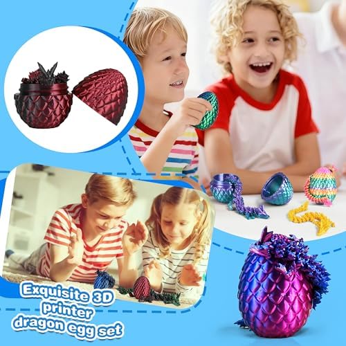 16PCS 3D Printed Dragon Eggs with Dragon Inside, Articulated Dragon Fidget Toys for Desk Decor, Birthday Gift for Kids Teens Adults, Collectibles Eggs Set for Classroom Prize
