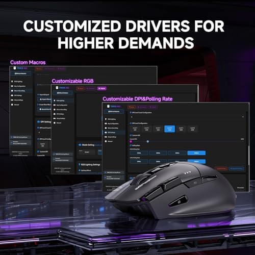 TMKB M2 Wireless Gaming Mouse, 24K DPI, Tri-Mode 2.4G/BT/USB-C, 9 Buttons