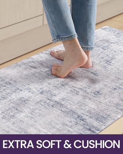 DEXI Kitchen Floor Mats Cushioned Anti Fatigue Runner Rug 23x86 Blue