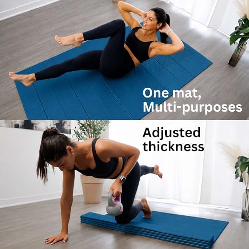 Extra Wide & Large Foldable Yoga Mat, 72" x 48", 6mm/8mm Thick