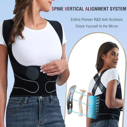 Back Brace Posture Corrector for Women and Men with Spine Vertical Alignment System, Lower Back Pain Relief, Back Straighter Instant Posture Corrector - Scoliosis (Black, Small (Waist 24"-32"))