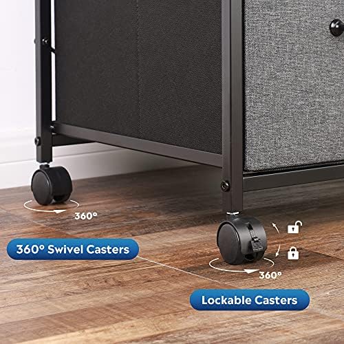 DEVAISE 3 Drawer Mobile File Cabinet, Fabric Lateral Filing Cabinet