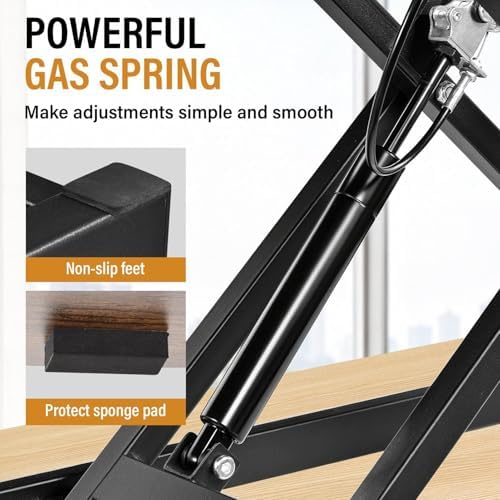 37 Inch Standing Desk Converter, Height Adjustable Desktop Standing Desk, Stand Up Riser Compatibles with 2 Computer, Stand Up Converter Laptop Workstation to 18.8" Tall, Black
