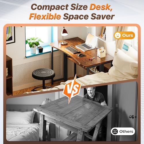 Huuger Folding Desk with Storage Shelf, 39.3 Inch Foldable Computer Table