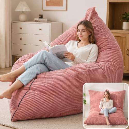 HUGHEAVEN Giant 3-in-1 Bean Bag Chair (76"x55") Oversized Floor Sofa Couch
