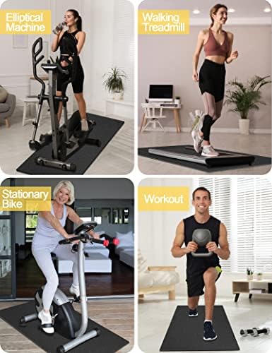 Treadmill Mat, 5'x2.5'/5.6'x2'/6.5'x3'/8'x3',6mm Thickness Exercise Equipment Mat for Carpet Hardwood Floors, Compatible with Walking Pad,Spin Bike,Elliptical Trainer,Rowing Machine