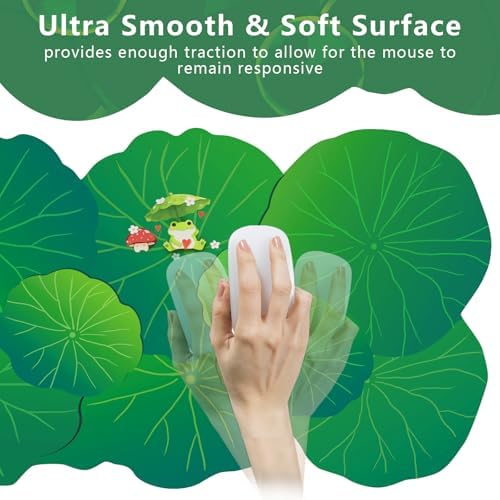 HAOCOO Frog Scalloped Desk Mat, Non-Slip Large Mouse Pad for Office(Green)
