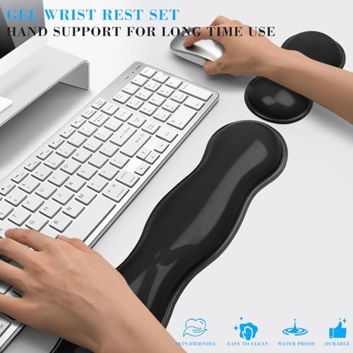 Gel Wrist Rest for Keyboard and Mouse, Wrist Rest for Keyboard, Mouse Wrist Support, Pain Relief, Cool Touch, Non-Skid, Wrist pad