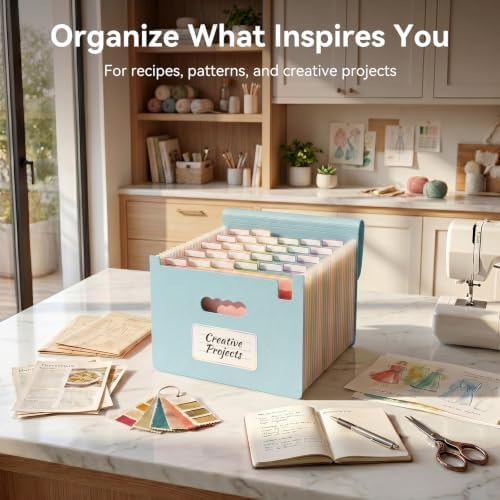 ThinkTex Accordion File Organizer, 26 Pockets File Folders, Mint Cream
