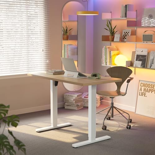 HUANUO 40x24 Inch Electric Standing Desk, Height Adjustable, Light Walnut