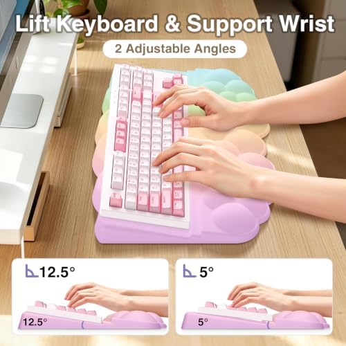 Sushret Cloud Wrist Rest with Keyboard Stand, Keyboard Riser with Wrist Pad