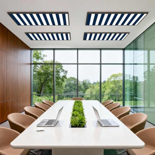 4 Pcs Fluorescent Light Covers for Ceiling Lights Vertical blue white stripes Magnetic Light Filters Decorative for Classroom Office Hospital Home 4x2 Ft