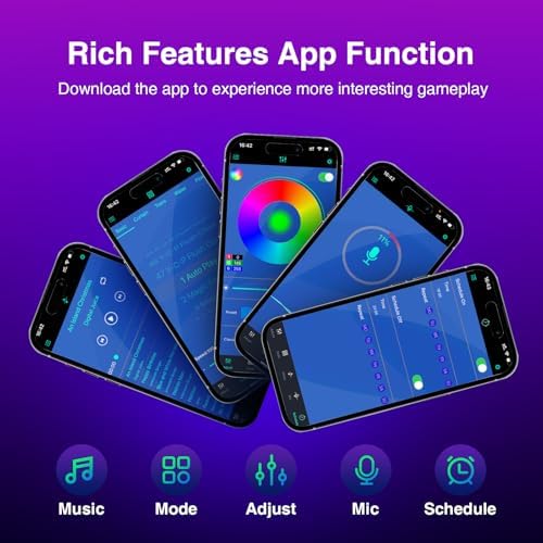 LED Light Bar, Music Sync RGB Light Bar, USB Ambient Lamp, Color Changing Gaming TV Backlight with Remote Control, 15 Dynamic Modes for Room (App Control) (Small)