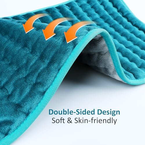 Heating pad for Back/Shoulder/Neck/Abdomen, Heating Pads for Period Cramps with 6 Fast Heating Settings, Auto-Off, Machine Wash, Birthday Gifts for Women Mom Men Dad, Extra Large 12"x24", Blue