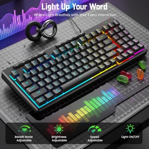Redragon K517 Pro Wired Gaming Keyboard, RGB Backlit, Mechanical Feel 94 Keys Computer Keyboard with 4 Macro Keys, Number Pad, Anti-Ghosting, 4000mAh Battery for Win/MAC, PS4/5
