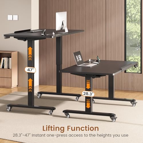SEDETA 47 x 24 Inches Electric Standing Desk, 180° Tiltable Mobile Rising