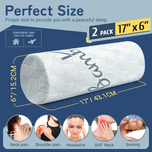 Cervical Roll Pillow, Cylinder Neck Pillow with Removable Washable Cover