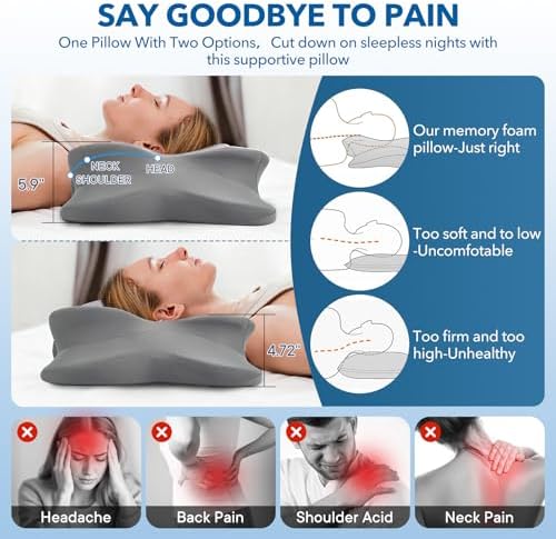 Cervical Neck Pillow for Neck Pain Relief, Memory Foam Pillows