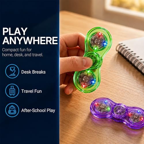 LED Fidget Spinner 2 Pack, Light Up Sensory Fidget Toys for Kids
