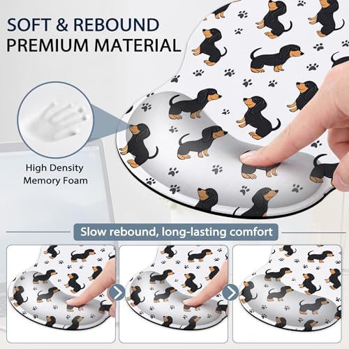 Wrist Rest Mouse Pad and Keyboard Support Set,Cute Dachshund Dog Paw 3 in 1 Ergonomic Memory Foam Mousepad with Non Slip Base, Gaming Mouse Pad for Office and Home