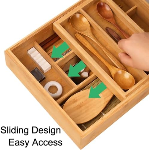 COIWAI 2-Tier Kitchen Utensil Silverware Drawer Organizer cutlery Silverware Tray Utensil Hoder,Bathroom dressing table Makeup drawer organizer box tool Stationery Cosmetics Storage Box