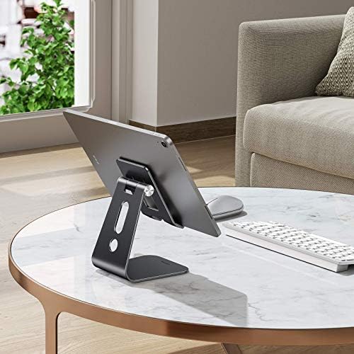 OMOTON T2 Tablet Stand for Desk, Aluminum Holder for iPad Pro/Air, Black