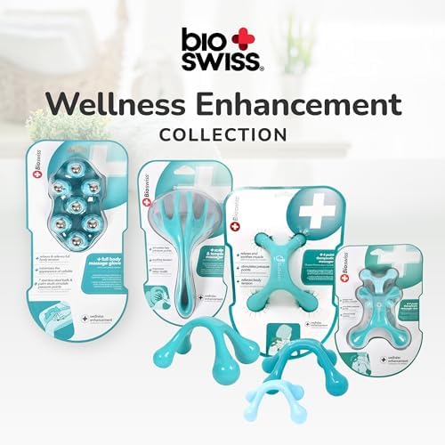 BioSwiss Claw Massage Roller, Handheld Muscle Massager with 5 Rotating Heads for Back, Legs, and Shoulder