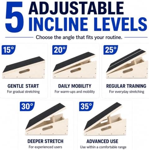 MUCITAGF Wooden Slant Board for Calf Stretching, Calf Stretch Board