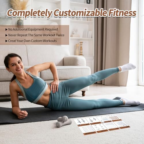 Barbell Workout Cards, 62 Exercises Cards Deck Large Size 5" x 3.5" Fitness Cards for Women & Men, Beginner Fitness Guide to Training Exercises at Home or Gym