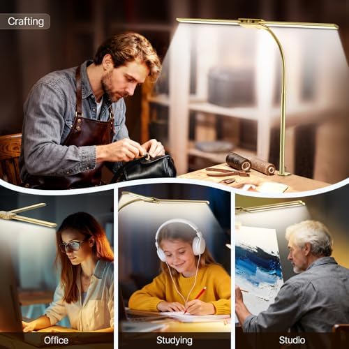 Syrinx LED Desk Lamp for Office Home, Dual Head Eye-Care Architect Lamp