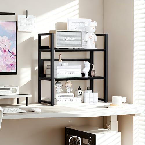 Brakki Desk Shelf Organizer, 2-Tier Desktop Bookshelf, Small Office Shelf