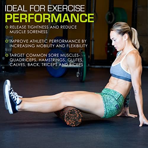 ProsourceFit High Density Foam Rollers 12 - inches long,Firm Full Body Athletic Massage Tool for Back Stretching, Yoga, Pilates, Post Workout Muscle Recuperation, Black/Orange
