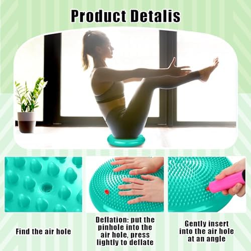 Silipull 2 Pcs Wiggle Seat Inflated Wobble Cushion Flexible Balance Disc with Air Pump for Core Stability Strengthening Improving Posture Physical Exercise