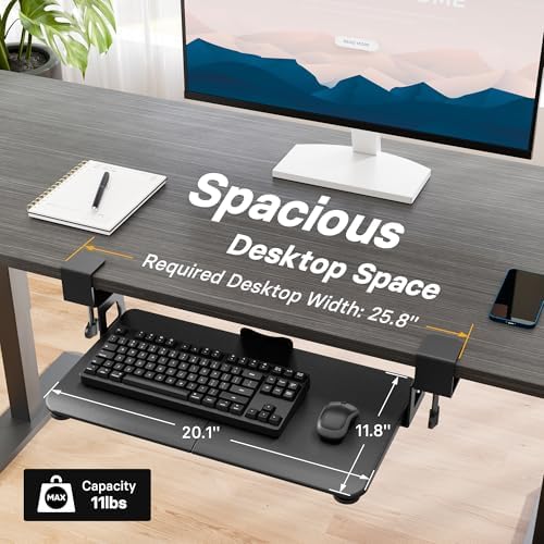 BONTEC Under Desk Keyboard Tray, Pull-Out Keyboard & Mouse Platform
