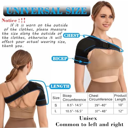 VISKONDA Shoulder Brace Sling Immobilizer and Compression Sleeve,Rotator Cuff Injury Supports for AC Joint Pain Relief,Arm Stability,Tear,Bursitis,Swelling,Tendonitis,for Men and Women (Black,Large)