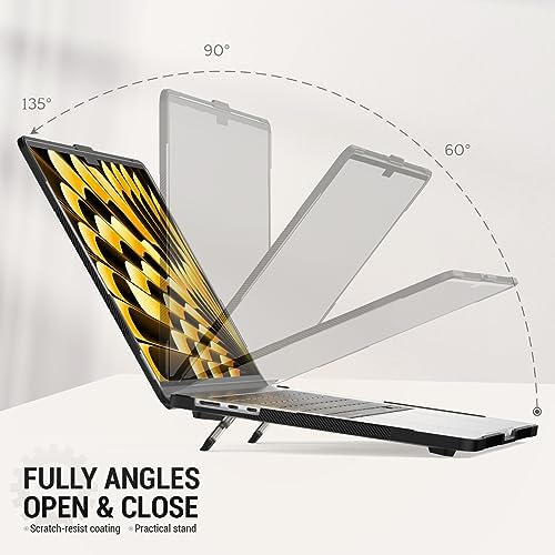 SEYMAC stock Case for MacBook Air 15 inch, Shock-Absorbing Protection with Folding Stand &Mouse Pad Case for MacBook Air 15 inch, Black