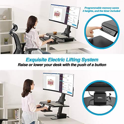 AVLT Electric Standing Desk Converter for Dual 32" Monitors Motorized